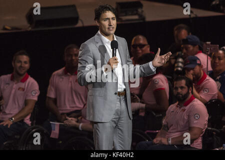 Reali e politici partecipano alla cerimonia di apertura degli Invictus Games presso Air Canada. Con: Justin Trudeau dove: Toronto, Canada quando: 24 Set 2017 Credit: Euan Cherry/WENN.com Foto Stock