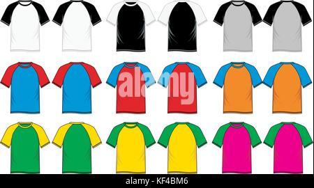 T i modelli di camicia a maniche corte raglan, moda maschile, immagine vettoriale Illustrazione Vettoriale