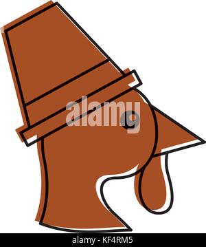 Cartoon ringraziamento turchia bird indossando un cappello di pellegrini Illustrazione Vettoriale