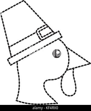 Cartoon ringraziamento turchia bird indossando un cappello di pellegrini Illustrazione Vettoriale