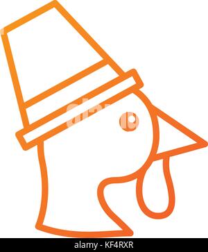 Cartoon ringraziamento turchia bird indossando un cappello di pellegrini Illustrazione Vettoriale