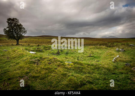 Antico edificio rimane a Loch Naver, Sutherland, Highlands scozzesi, REGNO UNITO Foto Stock