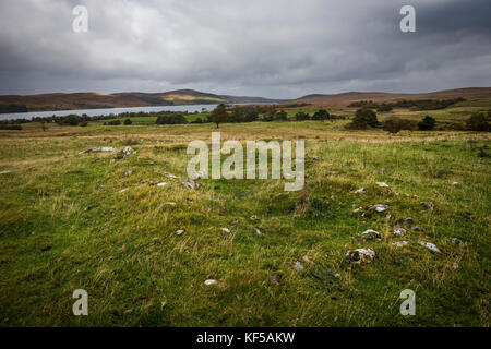 Antico edificio rimane a Loch Naver, Sutherland, Highlands scozzesi, REGNO UNITO Foto Stock