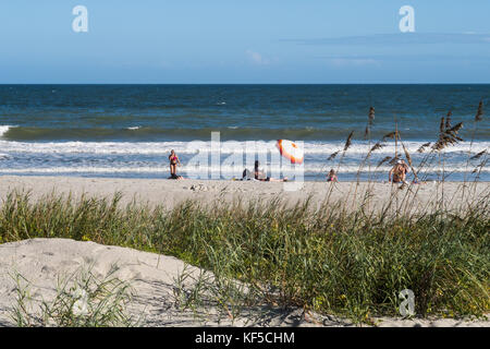 Vellutata sabbia spiaggia a Myrtle Beach, Carolina del Sud, Stati Uniti d'America Foto Stock