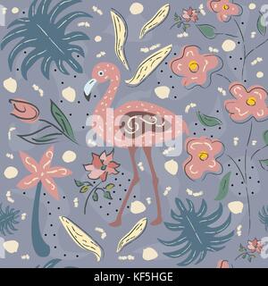 Flamingo bird seamless pattern. illustrazione vettoriale Illustrazione Vettoriale