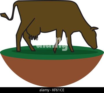 La linea silhouette di vacca permanente Illustrazione Vettoriale