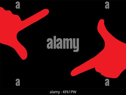 Rosso creando le mani creative telaio del dito Illustrazione Vettoriale