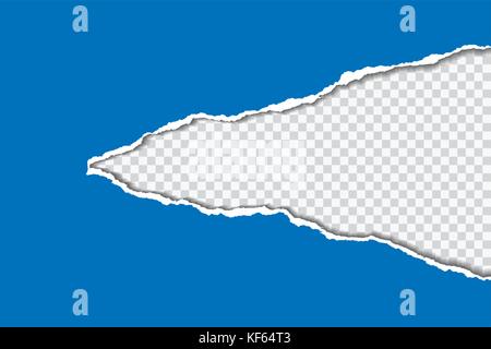 Blu di vettore di foglio di carta strappata con sfondo trasparente con spazio per il testo Illustrazione Vettoriale