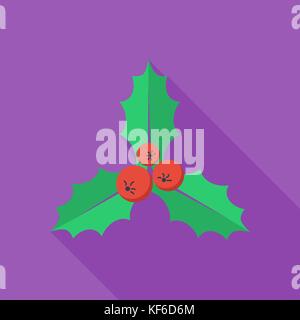 Holly berry icona piatta Illustrazione Vettoriale