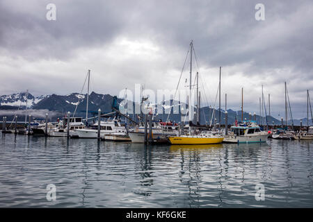 Stati Uniti d'America, Alaska seward, una vista del porto di seward e marina Foto Stock