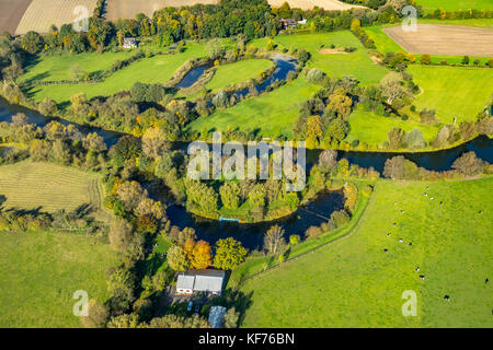 Naturfreibad Bergkamen-Heil, fiume Lippe, Lippeauen, riserva naturale, piscina all'aperto, Lacca di bubbow, meandri, Bergkamen, Ruhr, Nordrhein-Westfalen, Ger Foto Stock