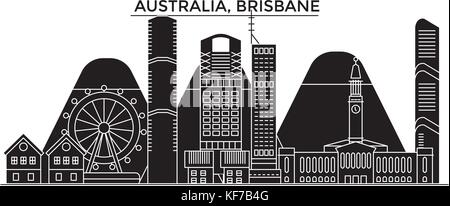 Australia, Brisbane vettore architettura dello skyline della città, viaggi cityscape con i punti di riferimento degli edifici, siti isolati su sfondo Illustrazione Vettoriale