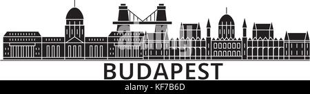 Architettura di Budapest il vettore dello skyline della città, viaggi cityscape con i punti di riferimento degli edifici, siti isolati su sfondo Illustrazione Vettoriale