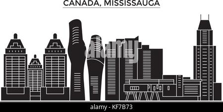Canada, mississauga vettore architettura dello skyline della città, viaggi cityscape con i punti di riferimento degli edifici, siti isolati su sfondo Illustrazione Vettoriale