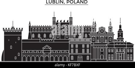 Polonia, lublino vettore architettura dello skyline della città, viaggi cityscape con i punti di riferimento degli edifici, siti isolati su sfondo Illustrazione Vettoriale