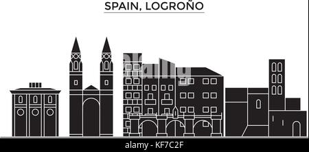 Spagna, logrono vettore architettura dello skyline della città, viaggi cityscape con i punti di riferimento degli edifici, siti isolati su sfondo Illustrazione Vettoriale