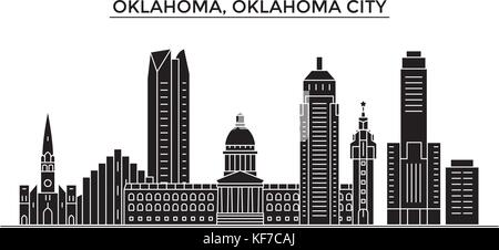Stati Uniti d'America, Oklahoma, Oklahoma City vettore architettura dello skyline della città, viaggi cityscape con i punti di riferimento degli edifici, siti isolati su sfondo Illustrazione Vettoriale