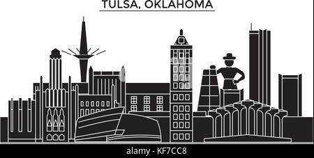 Stati Uniti d'America, Tulsa, Oklahoma vettore architettura dello skyline della città, viaggi cityscape con i punti di riferimento degli edifici, siti isolati su sfondo Illustrazione Vettoriale