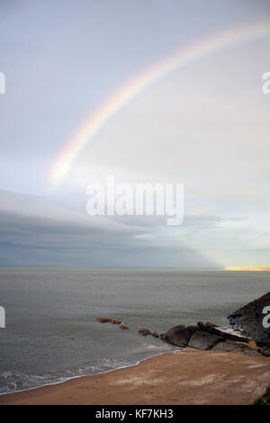 Rainbow, New Quay, ceredigion, Galles Foto Stock