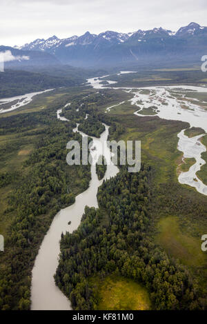 Stati Uniti d'America, Alaska, Anchorage, vista dall'interno del piano di flottazione sul viaggio da ancoraggio al redoubt bay Foto Stock