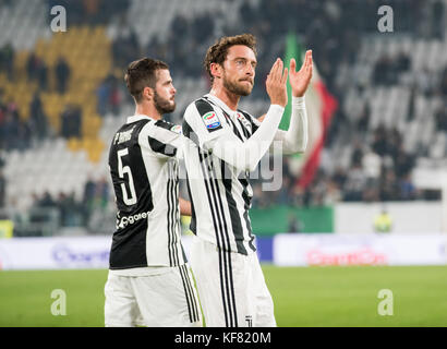 Torino, Italia. 25 ott 2017. Claudio Marchisio (Juventus fc) durante un theserie: Juventus fc vs s.p.a.l. 2013 presso lo stadio Allianz. juventus vince 4-1. torino, Italia 25 ottobre 2017 credit: alberto gandolfo/Pacific press/alamy live news Foto Stock