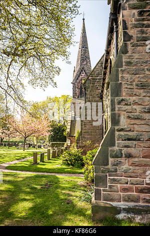 Fine del coro della chiesa di San Giovanni Evangelista, Toft Road, Toft, Cheshire, Inghilterra Foto Stock