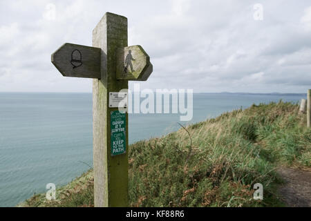 Cartello del Pembrokeshire Coast National Park. Foto Stock