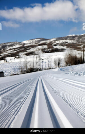 Stati Uniti d'America, Utah, midway, soldato cava, dettaglio del biathlon sci nordico via Foto Stock