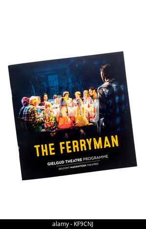 Programma per il 2017 Royal Court produzione del traghettatore di anime da Jez Butterworth al Gielgud Theatre. Nuovo cast. Foto Stock