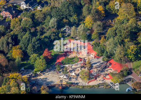 Wasserspielplatz im Maxipark, MaxiPark, Maxi-Park, Ehemalige Landesgartenschau Maximilianpark Ham mit Glaselefant, Hammer Osten, Ham, Europa, Golde Foto Stock