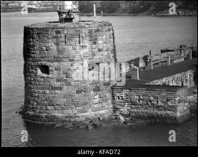 Un'immagine di Fort Denison, situato nel porto di Sydney, in Australia, come si vede dalla collezione del Powerhouse Museum. Fort Denison giocò un ruolo chiave nella difesa di Sydney durante il XIX secolo. Foto Stock