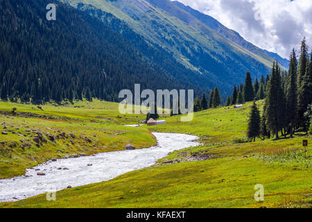 Altyn arashan village, karakol national park, il Kirghizistan Foto Stock