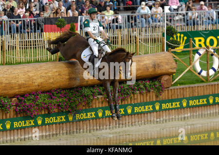 Niall Griffin (IRE) Lorgaine equitazione - Giochi equestri mondiali, Aachen, - Agosto 26, 2006, Eventing Cross Country Foto Stock