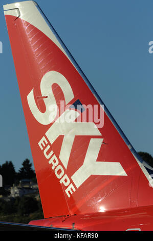 Tail-fin di SkyEurope Airlines Boeing 737-700 (LN2320) Foto Stock