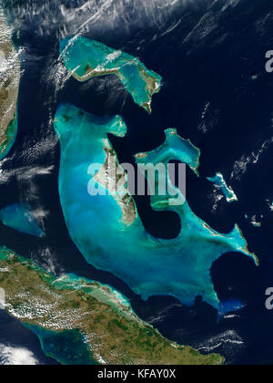 Bahama isole con Cuba a sud e la Florida del Sud Costa Ovest Foto Stock