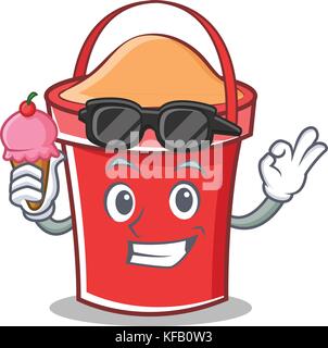 Con gelato carattere della benna in stile cartone animato Illustrazione Vettoriale