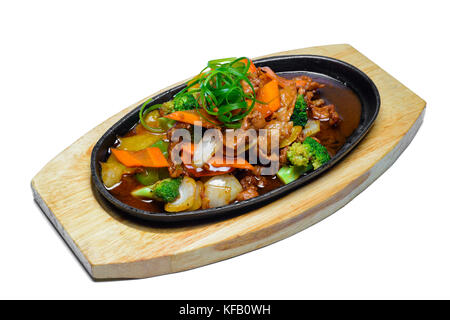 Il coreano la carne su un tagliere di legno Foto Stock