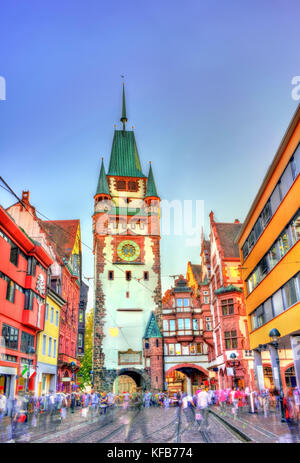 Il martinstor, la martin's gate in Freiburg im Breisgau - BADEN-WURTTEMBERG, Germania Foto Stock