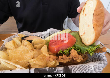 Soft Shell sandwich di granchio,l'artiglio house restaurant, Murrells Inlet, SC, Stati Uniti d'America Foto Stock