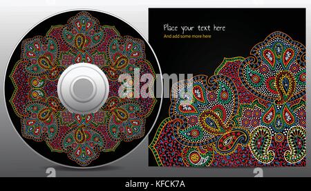 Progettazione cd in Paisley stile floreale Illustrazione Vettoriale