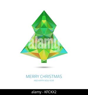 Vector albero di natale di cristalli - hipster triangolo moderno stile geometrico card Illustrazione Vettoriale