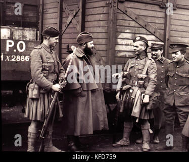 Montanari , soldati scozzese, esercito britannico, Francia 1914 .I Guerra Mondiale - Prima guerra mondiale la Grande Guerra, 28 luglio 1914 al 11 novembre 1918. Foto Stock