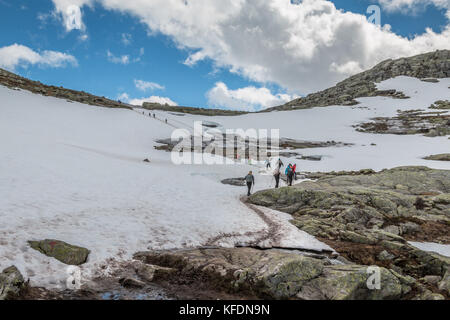 Trolltunga escursione in Norvegia Foto Stock