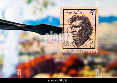 1968 australia Albert Namatjira francobollo di fronte namatjira stampa di arte Foto Stock