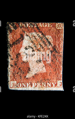 1841 Queen Victoria penny rosso francobollo Foto Stock