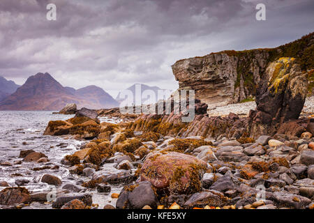 Il cuillins da elgol, isola di Skye, Ebridi Interne, highland, Scotland, Regno Unito Foto Stock