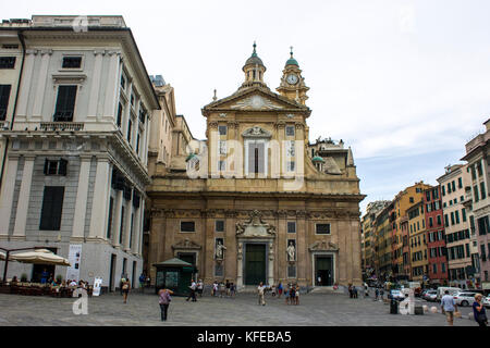 La Chiesa del Gesu e dei Santi Ambrogio e Andrea, una chiesa barocca nel centro di Genova, Italia Foto Stock