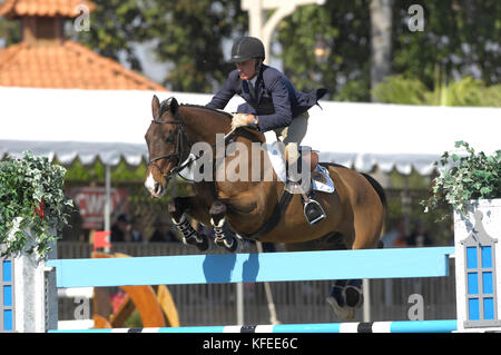 Joe Fargis (USA) riding Edgar 12, Winter Festival equestre, Wellington Florida, Gennaio 2007 Foto Stock