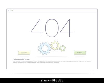 Illustrazione vettoriale di schermi e web concetto di interfaccia ux, ui schermata gui modello per il sito web banner. Errore 404 Illustrazione Vettoriale