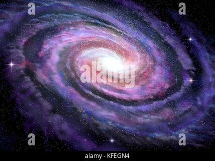 Galassia a spirale in profonda spcae, 3D illustrazione Foto Stock